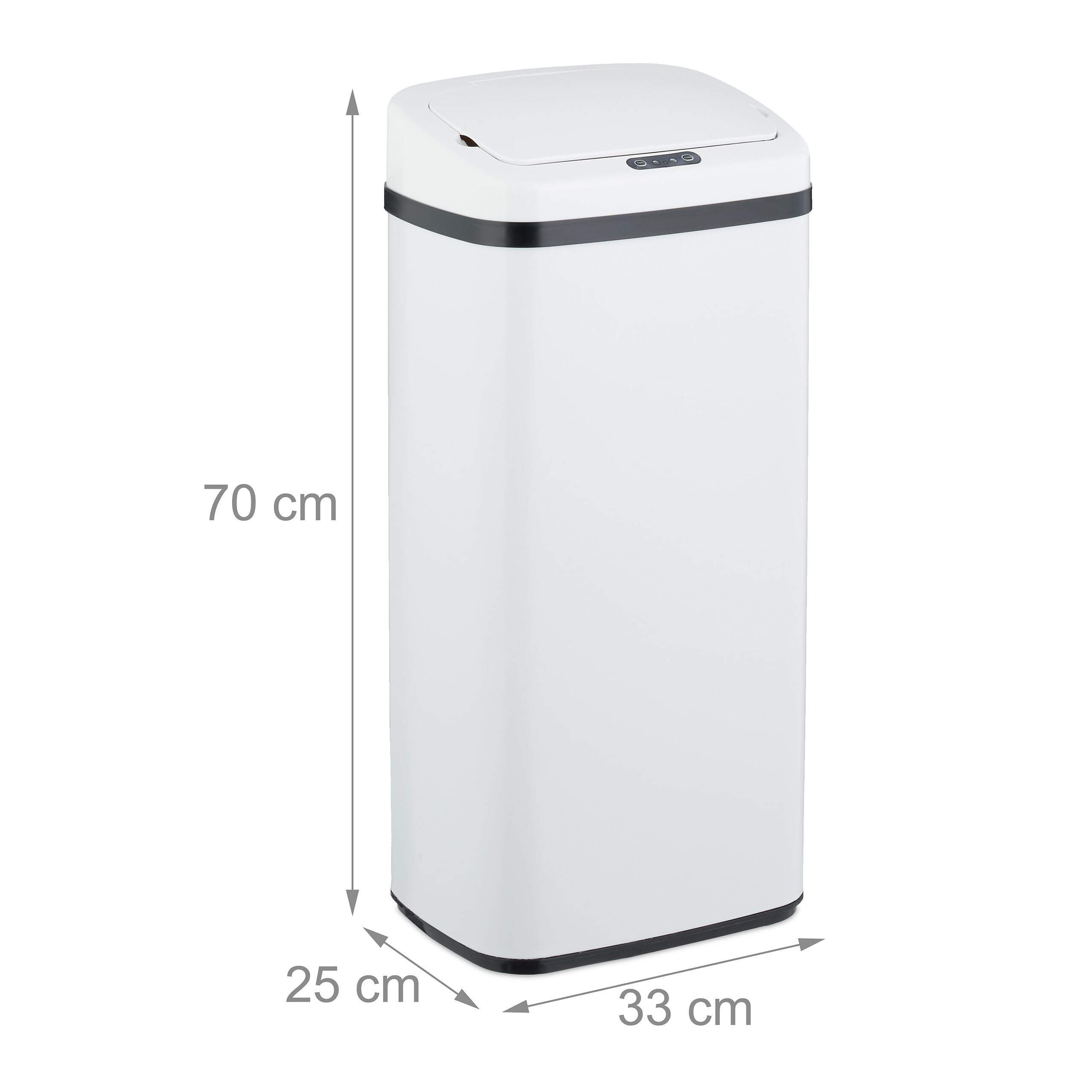 Relaxdays Kosz kuchenny z czujnikiem, automatyczna pokrywa elektryczna, pojemnik na odpady, uchwyt na śmieci, biały, stal, plastik, 40 l