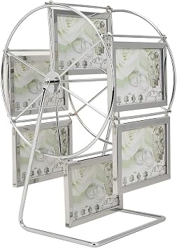 Retro Vintage Rotating Ferris Wheel Picture Frame, 6 Photos, Metal, 9.1 x 13.8 inches