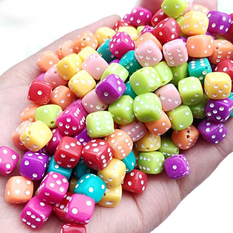 Miniatura 2 de 600 cuentas de dados coloridos de 0.335 in, dados encantadores de 6 caras para mujeres y niñas, joyas, collares, aretes, pulseras, suministros para