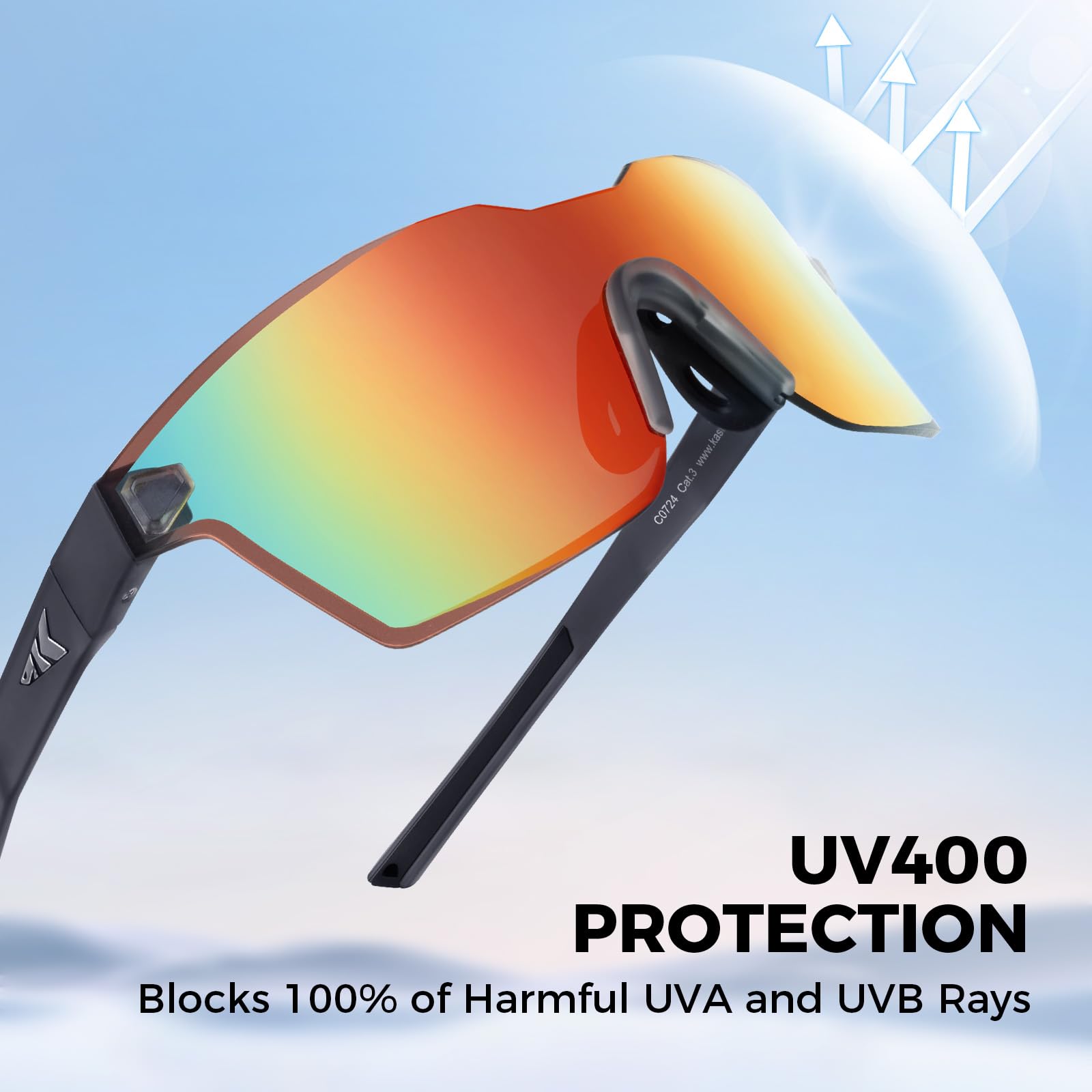 KastKing Tarkio Lunettes de soleil polarisées pour la pêche, grandes lentilles en polycarbonate, design enveloppant, protection UV400, lunettes de soleil de sport
