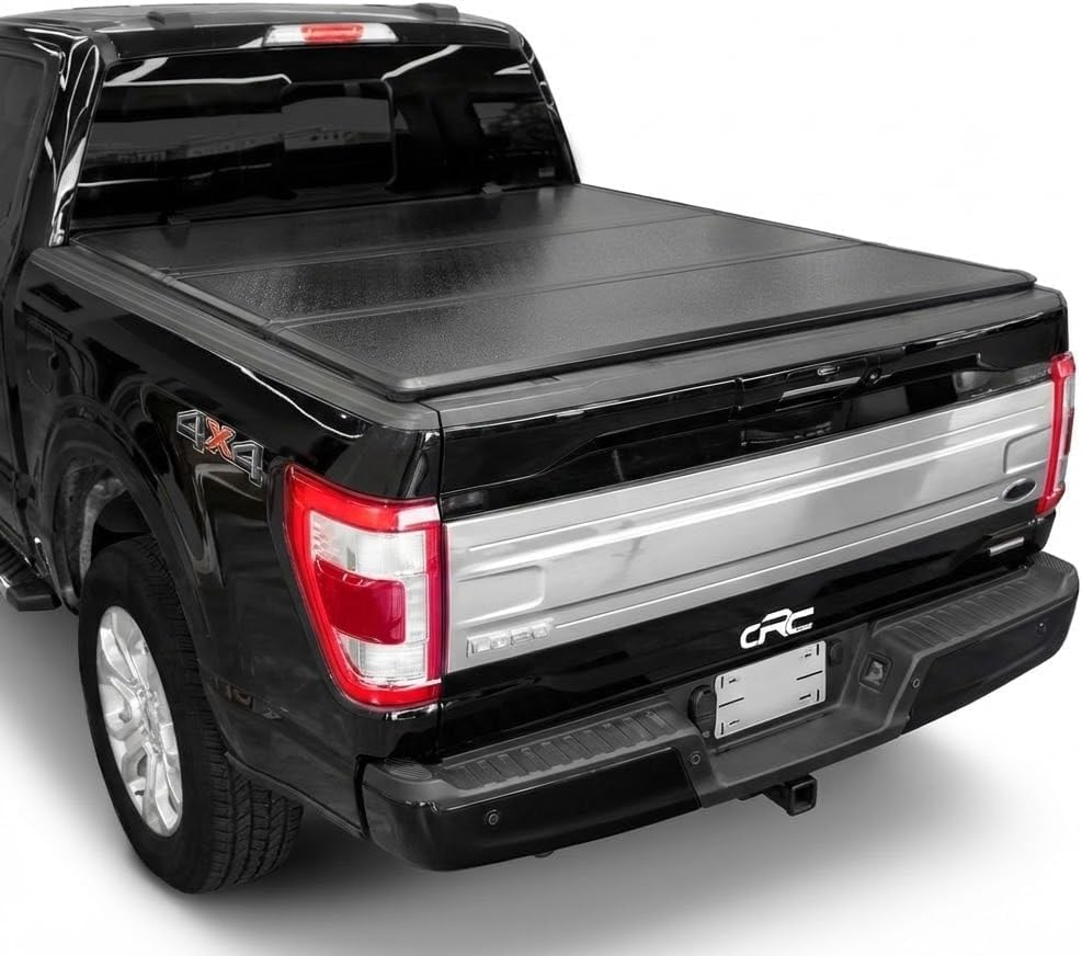 Hard 4-Fold Low Profile 5.5 ft Truck Bed tonneau Cover fits 2021–2026 Ford F-150 (Including Raptor and Lightning), 5' 5" Bed Waterproof and Seek Design with Security Lock