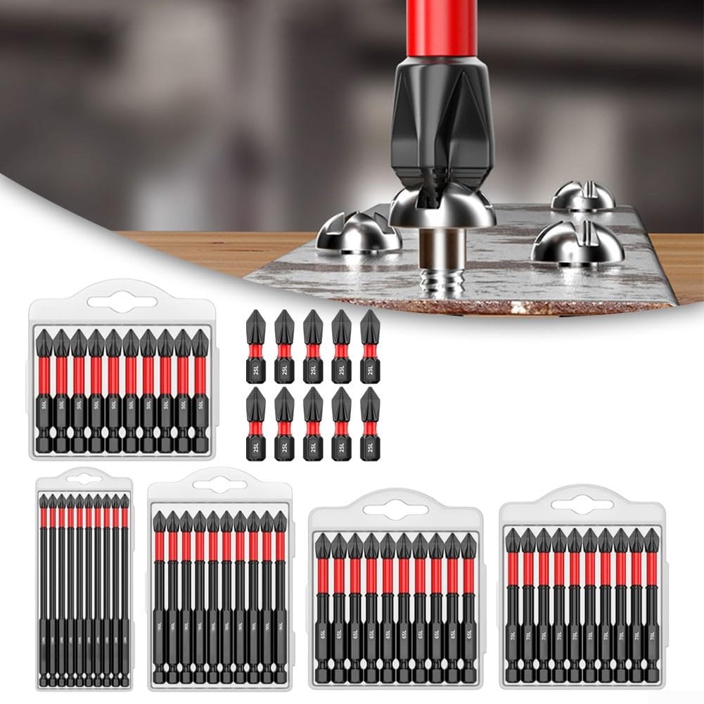Kit de puntas de destornillador de precisión antid Juego de 10 puntas de destornillador magnéticas PH2, antideslizantes, largas, de 25 a 150 mm, for reparación de maquinaria de carpintería.(150mm)