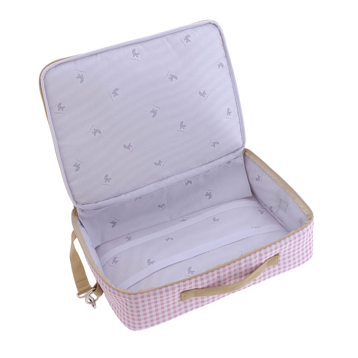 Cambrass - Maleta hospital para nacimiento del bebé - bolso de maternidad para las cosas necesarias para el recién nacido - maleta de viaje para bebés - Vichy Rosa 12x47x36 cm