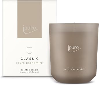 ipuro Classic Decorative Scented Candle - Cachemire Scented Candle in Glass with Delicate Rose and Spicy Currant Over Cedar Wood & Amber Candles with Long-Lasting Fragrance Room Candle in Beige 270 g