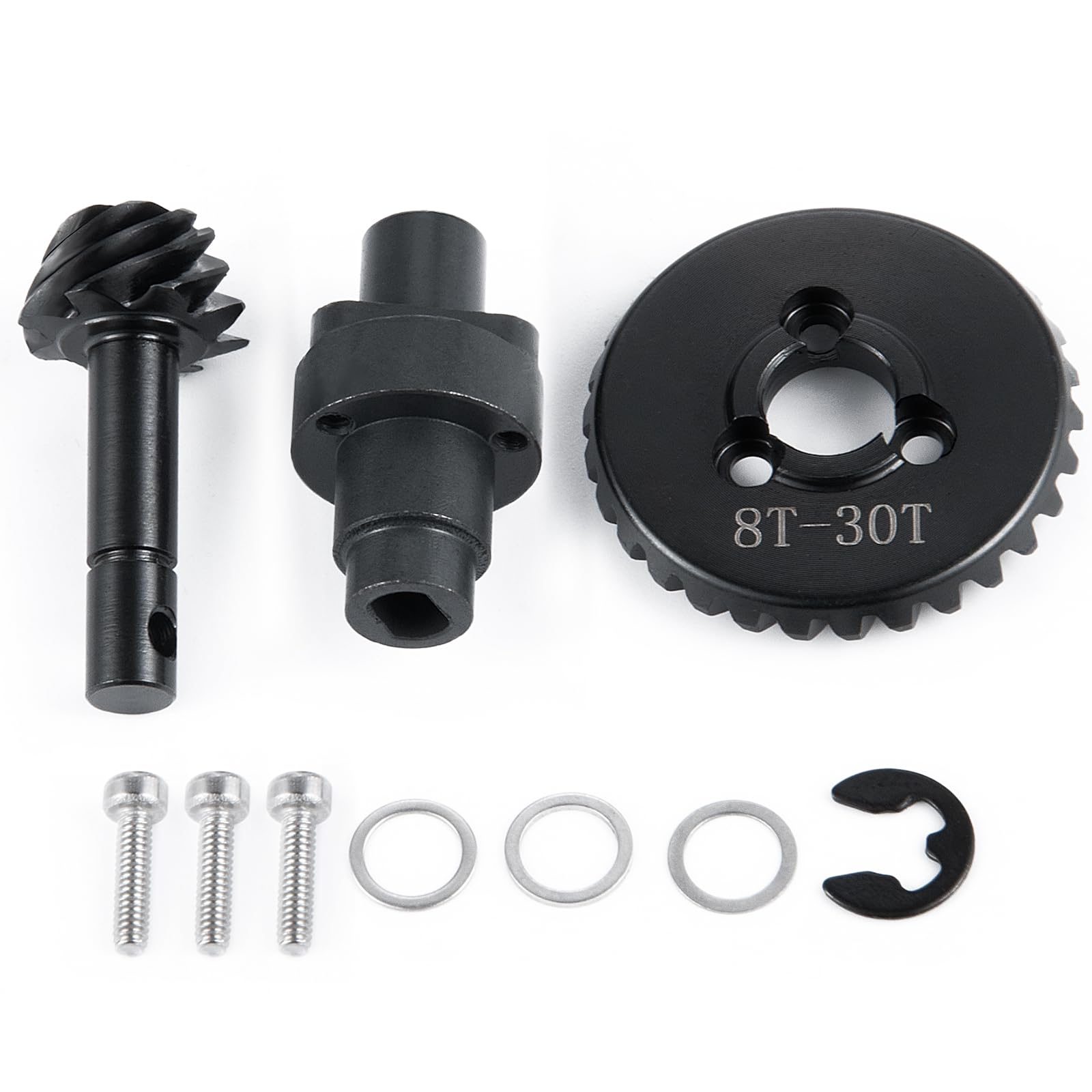 QUE-T 1 Set Bevel Gear Overdrive Gear for 1/10 Axial Scx10-II 90046 RC Crawler Car Upgrade (30T/8T)