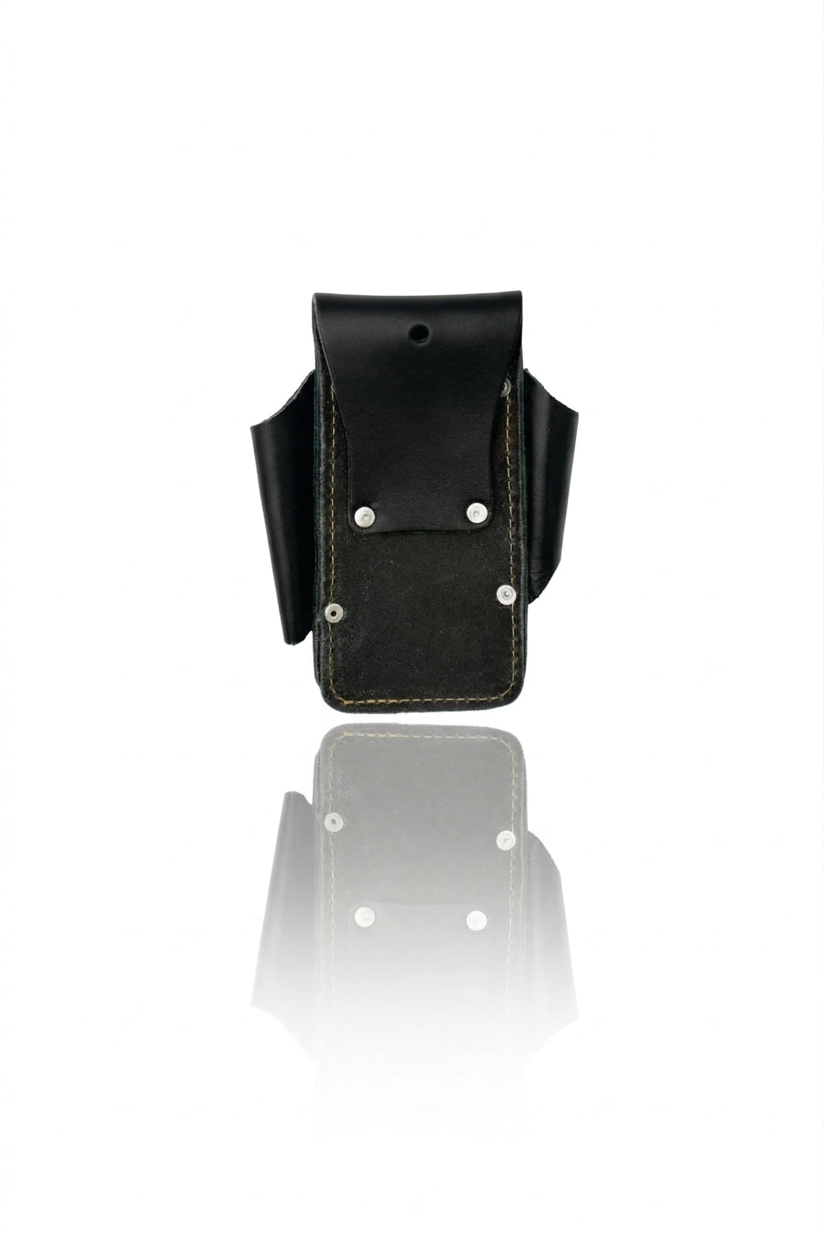 LAUTUS Piccola borsa porta attrezzi in pelle – 4 tasche in pelle resistente con grana superiore con clip per metro a nastro, custodia professionale per elettricisti e fai da te