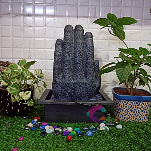 Image of Craftisana Decorative Water Fountain for Home Decor, Office, Indoor & Outdoor, Garden, Puja Room, Vaastu, Reception, Spa, Gifting. (Black Hand Buddha), Polystone
