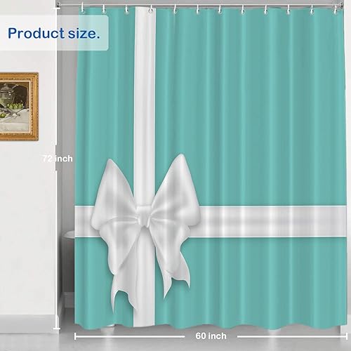 Vista 26 de Shrahala Brilliant Round Brilliants - Cortina de ducha decorativa con diamantes, azul turquesa, decoración de baño, fibra de poliéster, impermeable