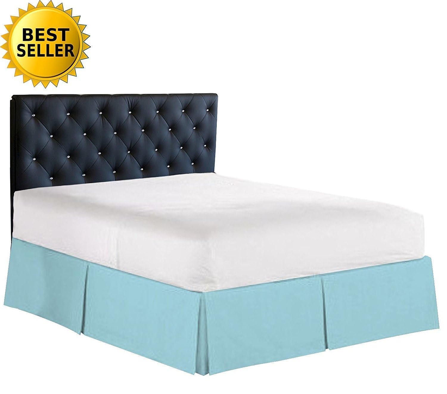 Elegance Linen Luxury 1500 Thread Count Wrinkle & Fade Resistant Egyptian Quality Bed Skirt/Dust Ruffle - Pleated Tailored 14inch Drop, Twin, Aqua