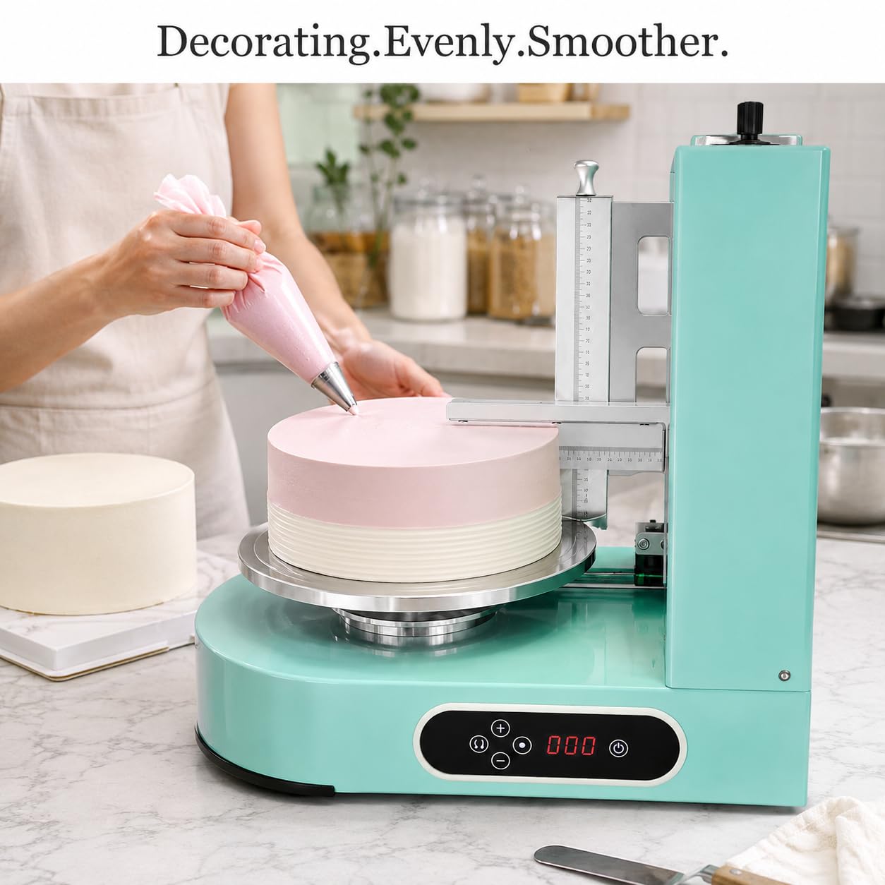 Máquina de decoración de pasteles para pasteles de 4 a 12 pulgadas, herramienta de extensión de crema de mantequilla para recubrir, alisar y raspar (verde)