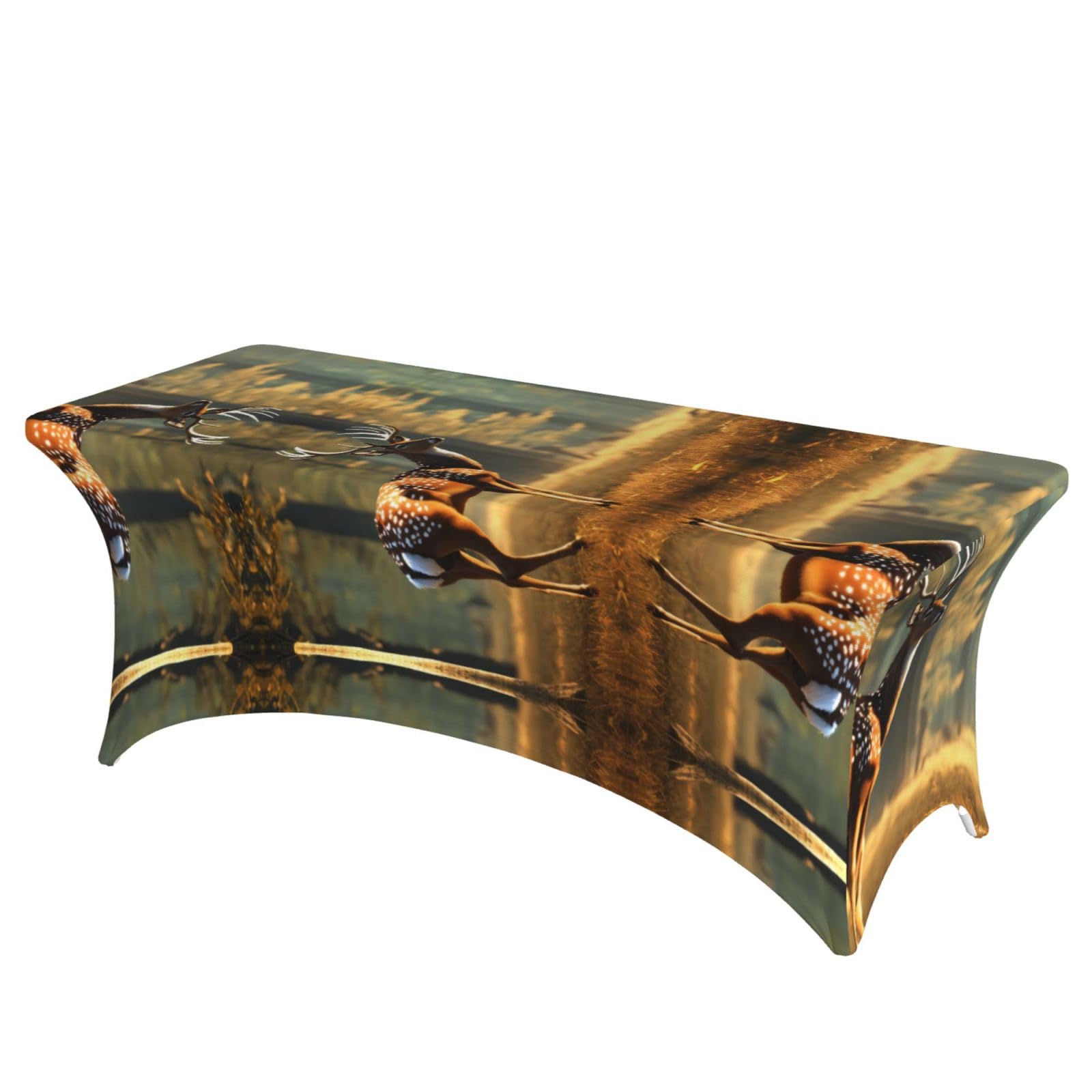Nappe rectangulaire extensible motif cerf pour table sans pli 1.8m