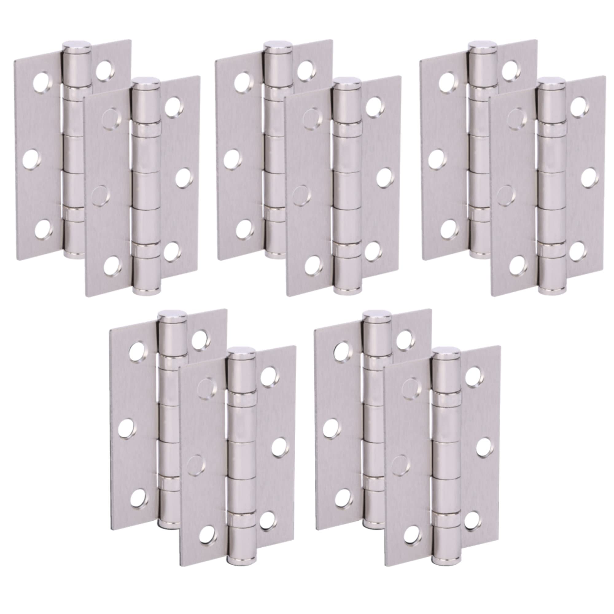 HANDLEZONE® Door Hinges 5 Pairs 76mm / 3 inch Ball Bearing, with Screws - Satin Nickel