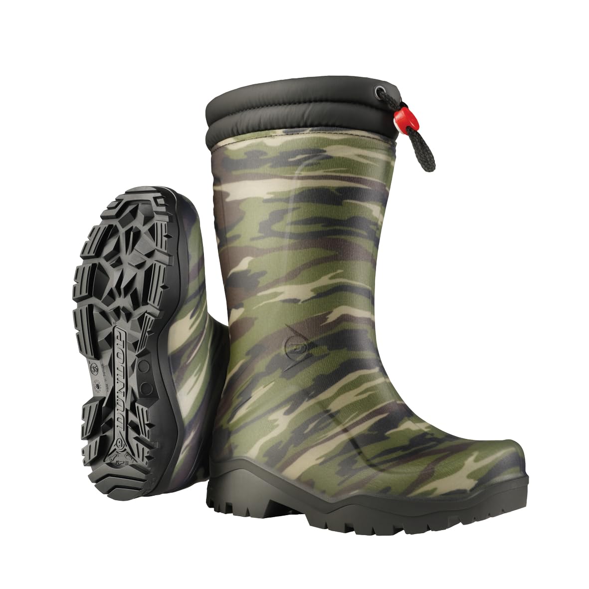 DUNLOP Kids Blizzard Snow Boots, Lined Winter Wellies, Camo, UK 12