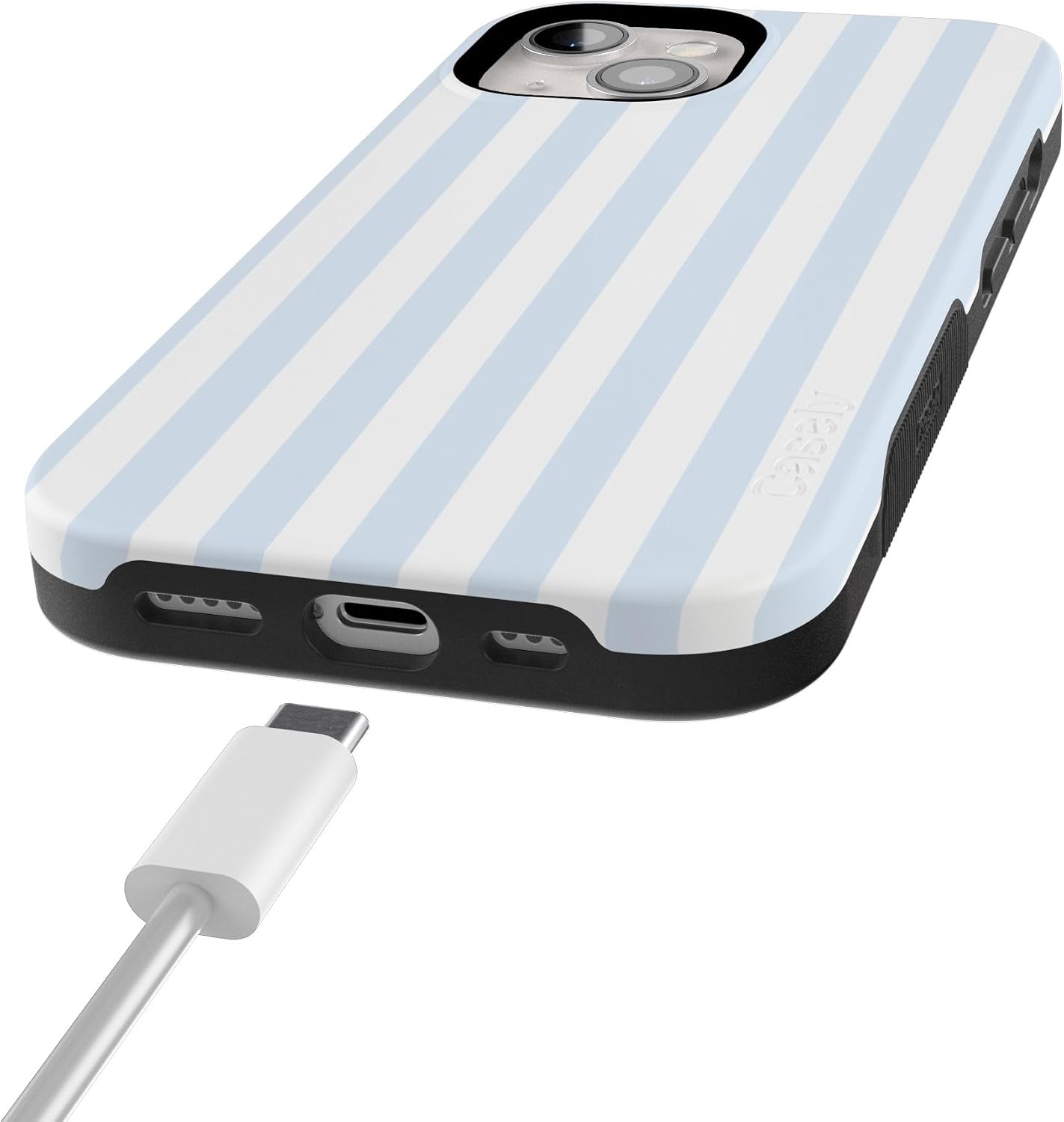 Casely iPhone 15 Plus Case | Blue Stripes | Sunday Best | Bold Protective Design | Compatible with MagSafe
