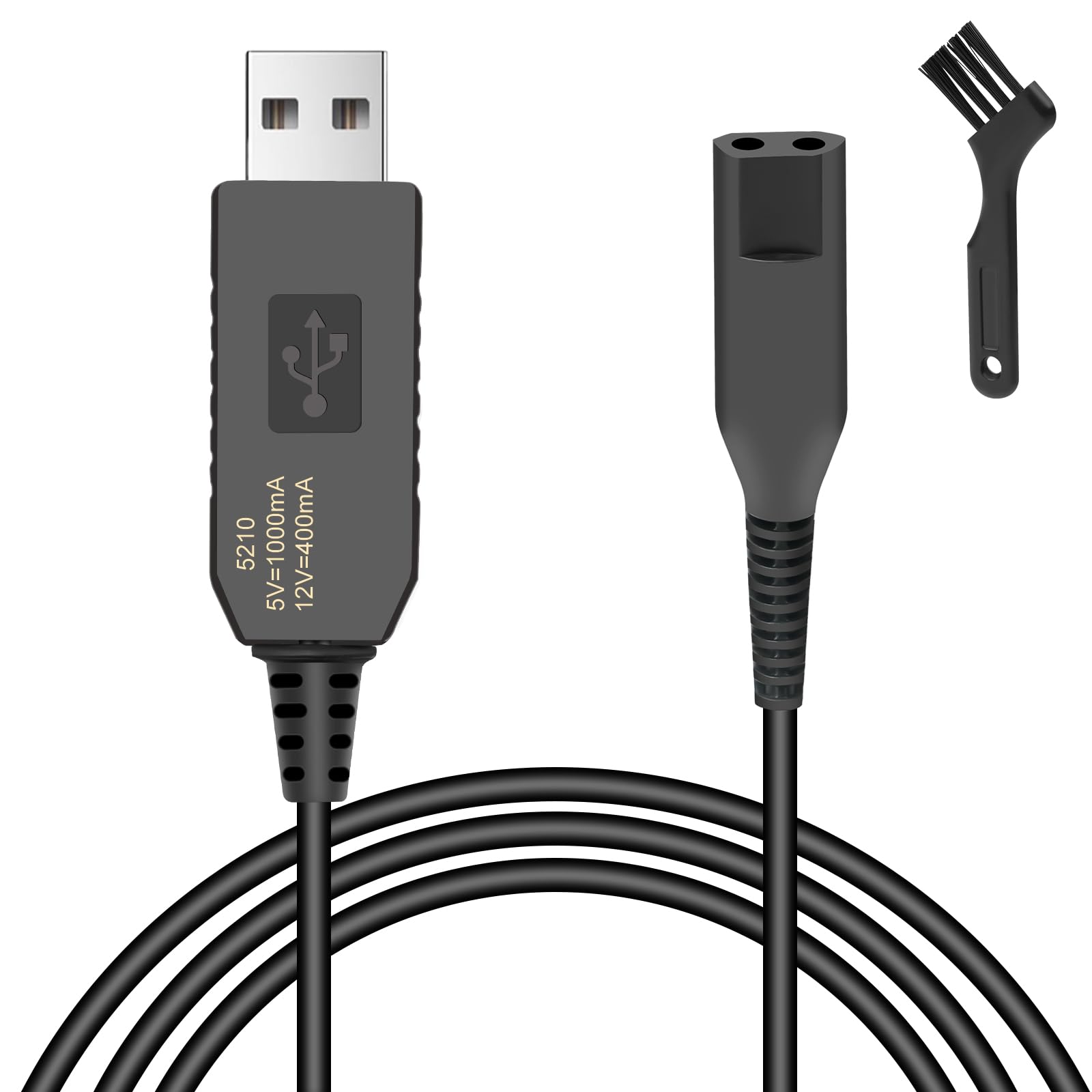 Caricatore Rasoio 12V 1000mAh Con Cavo USB e Spazzola - Alimentatore Per Braun Rasoio Elettrico Series 9 7 5 4 3 2 1