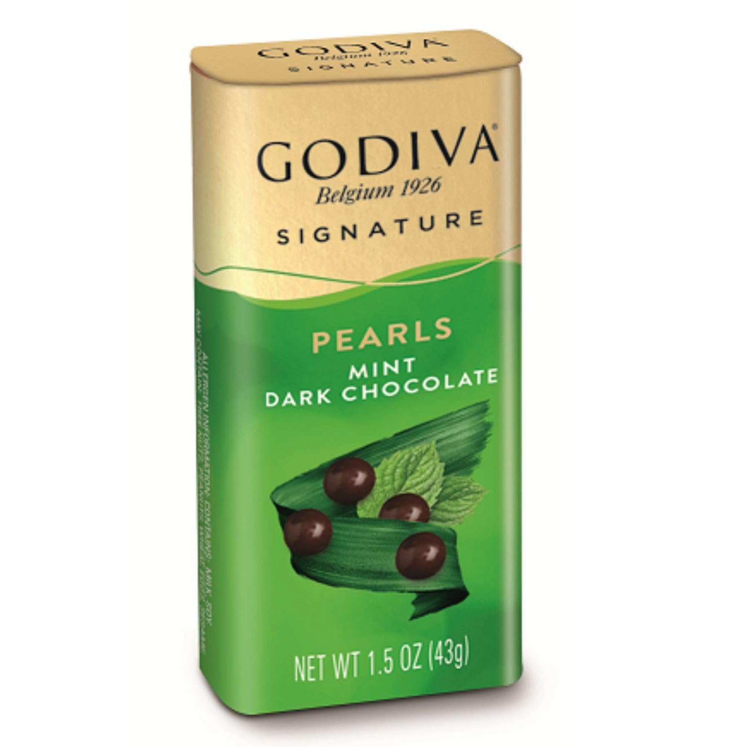 Godiva Signature Pearls Mint Dark Chocolate Candy, 43gm Tin (Imported)