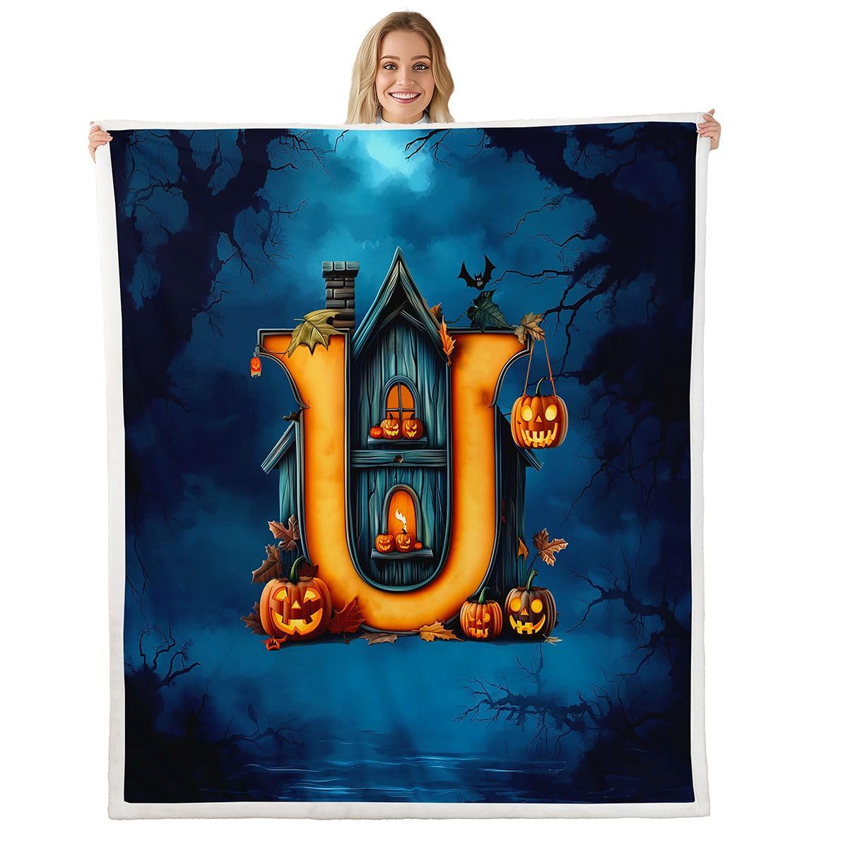 Homewish Couverture Canapé 229x229cm Lettre U Halloween