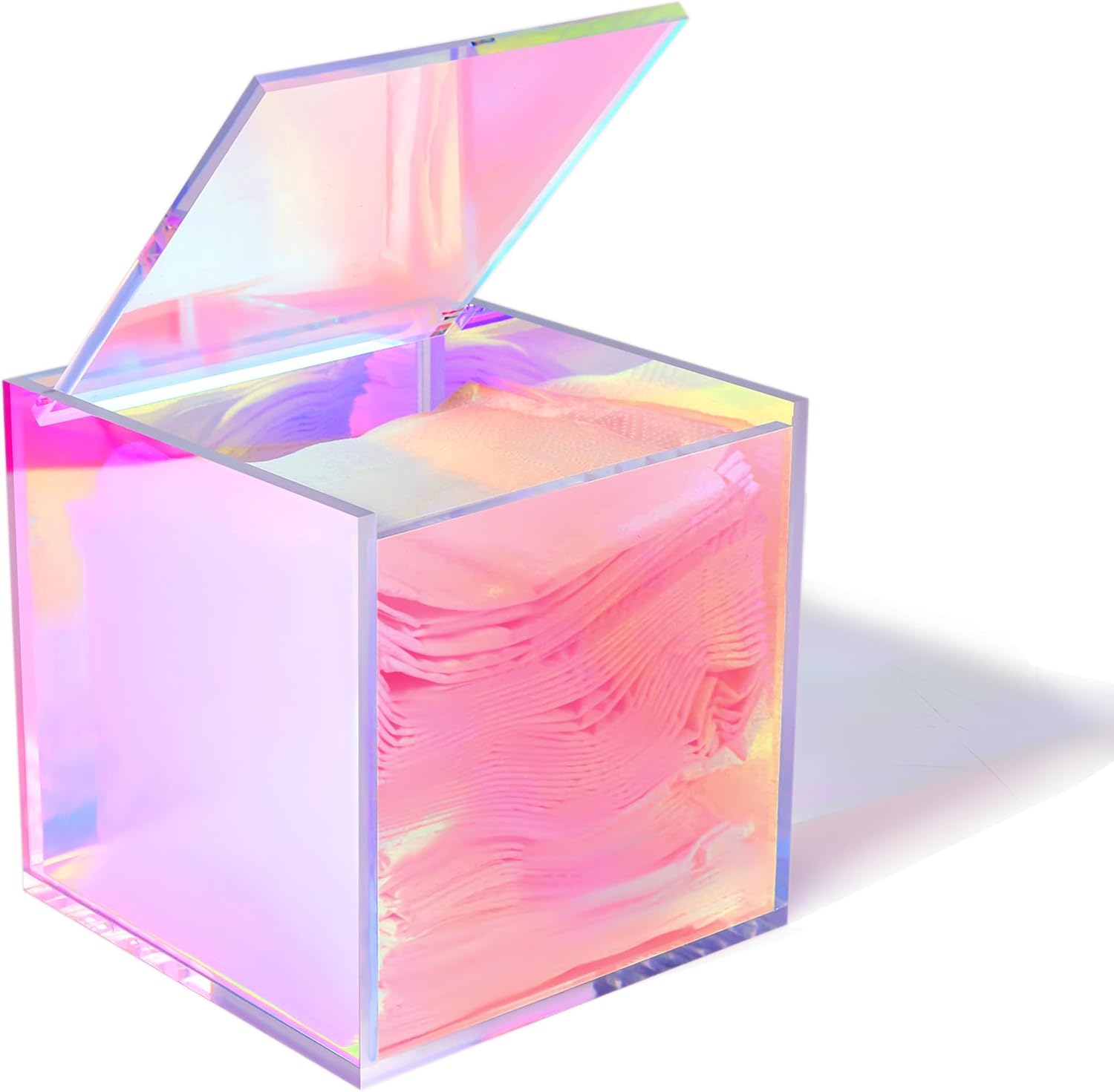 KissYou Acrylic Box with Lid Clear Display Case Gift wrap Boxes Prism Box Transparent Square Cube Storage Organizer Containers for Wedding,Birthday