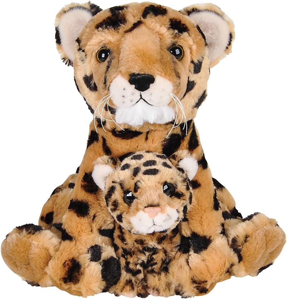 Rhode Island Novelty Birth of Life Brown Cheetah Plush - 11" with 5" Baby Plush (1 Set of 2 Pcs.) - Soft and Adorable Stuffed Animal Toy, for Children, Ideal for Birthdays and Game Prize
