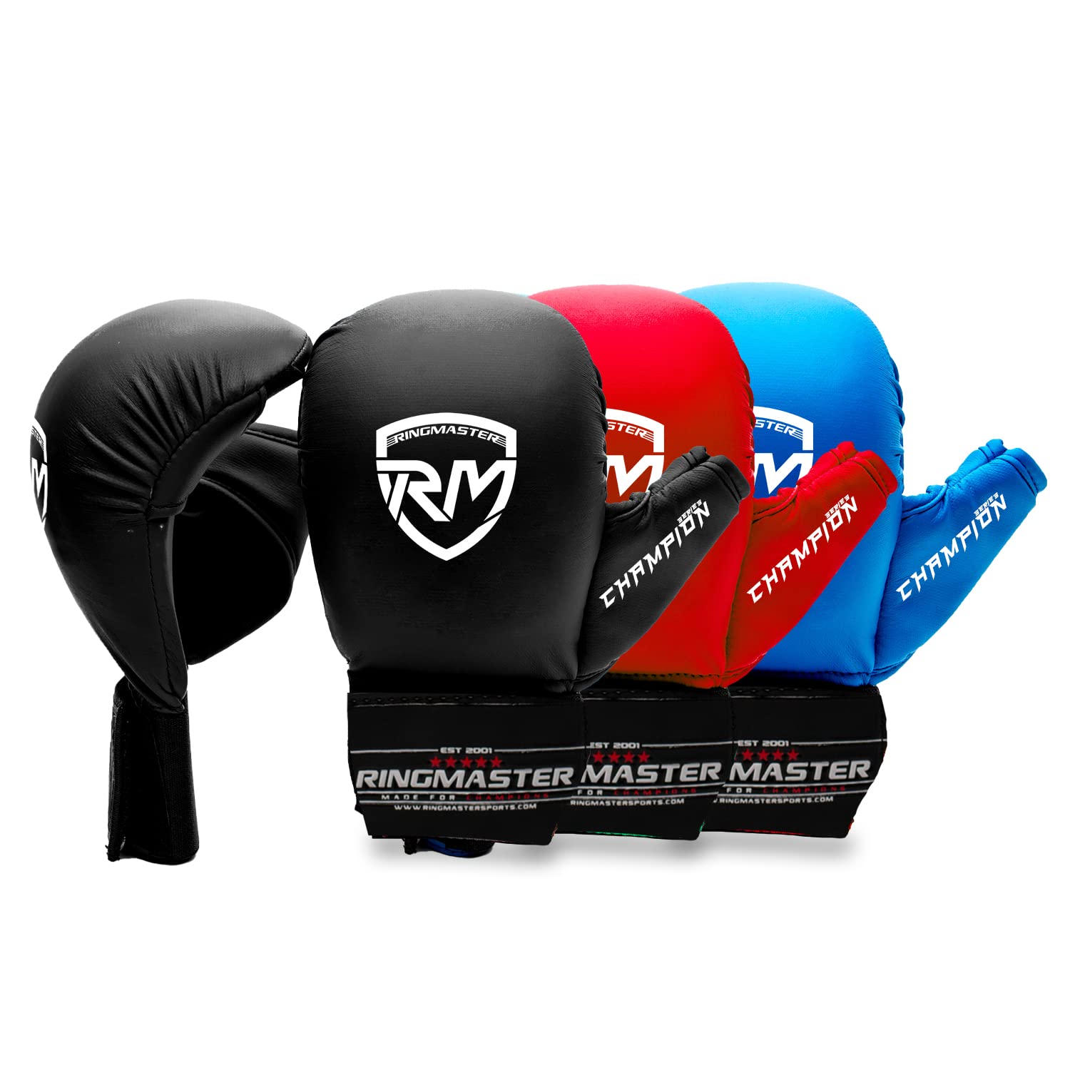 RingMaster Sports Karate Gloves Mitts Martial Arts Punch Training Sparring (Black, Large)