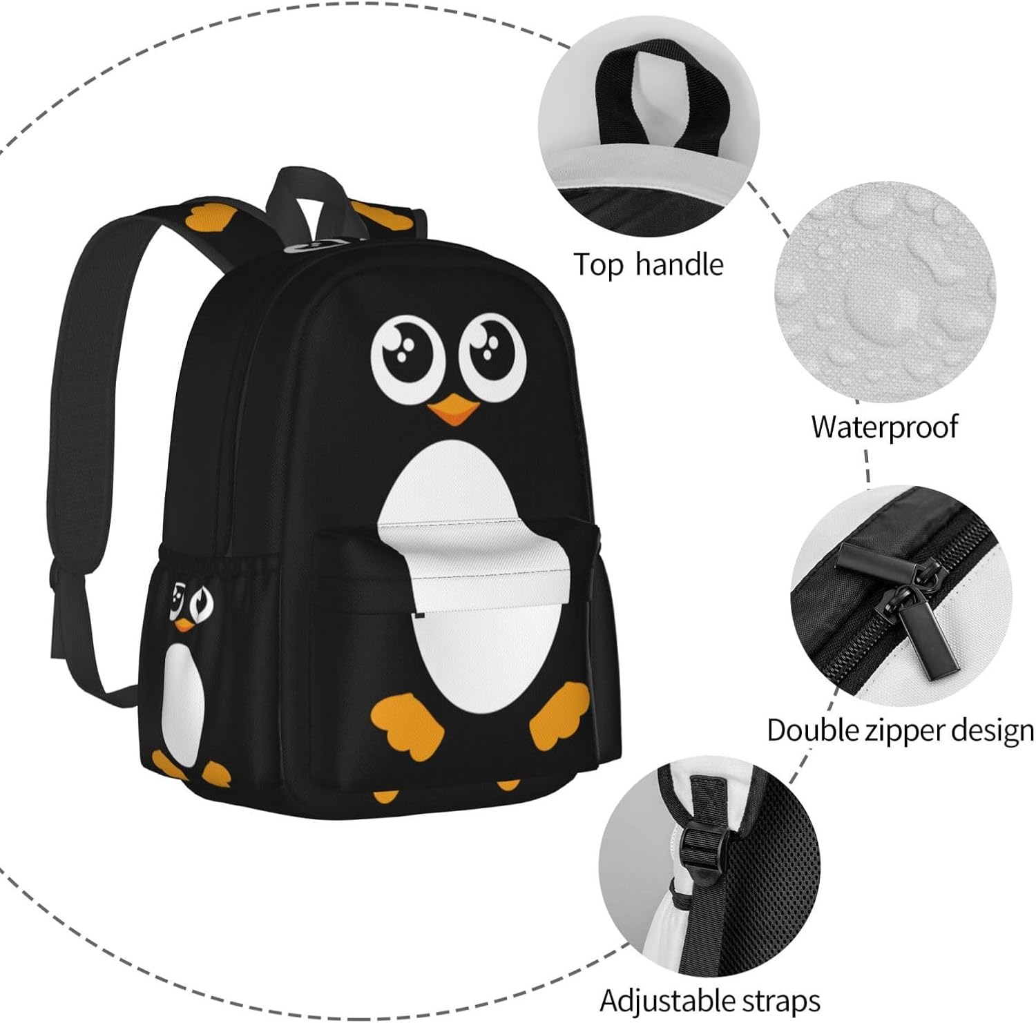 South Polar Bird Backpack School Bag Lightweight Bookbag Laptop Travel Daypack For Kids Girls Boys Teens - Image 5
