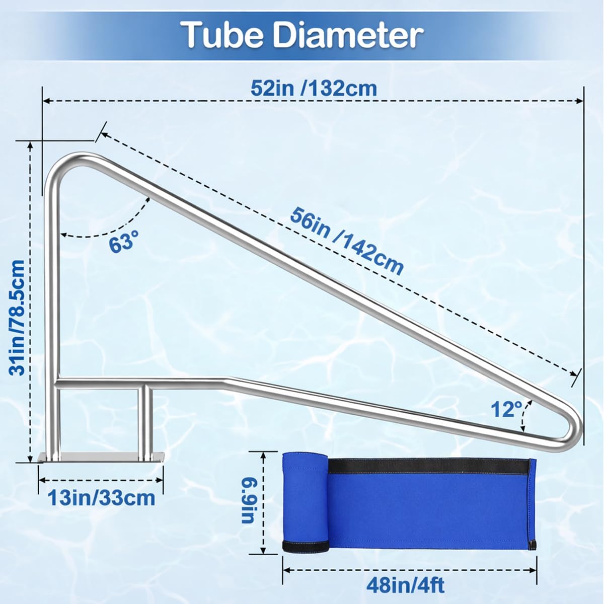 Abimars Pool Handrails for Inground Pools, 316 Stainless Steel Mirror-Polished Removable Pool Railings, Marine-Grade Rust-Resistant Safety Hand Rails Supporting Up to 330 lbs