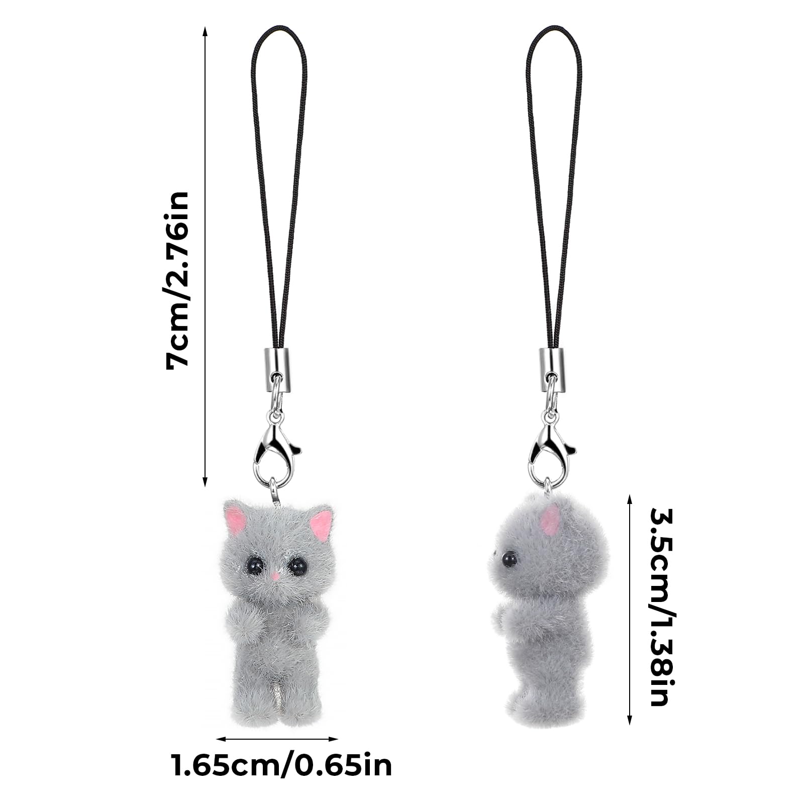 Mabor Lot 3 lanières portable Chat Y2K Pendentif universel Coque porte-clés