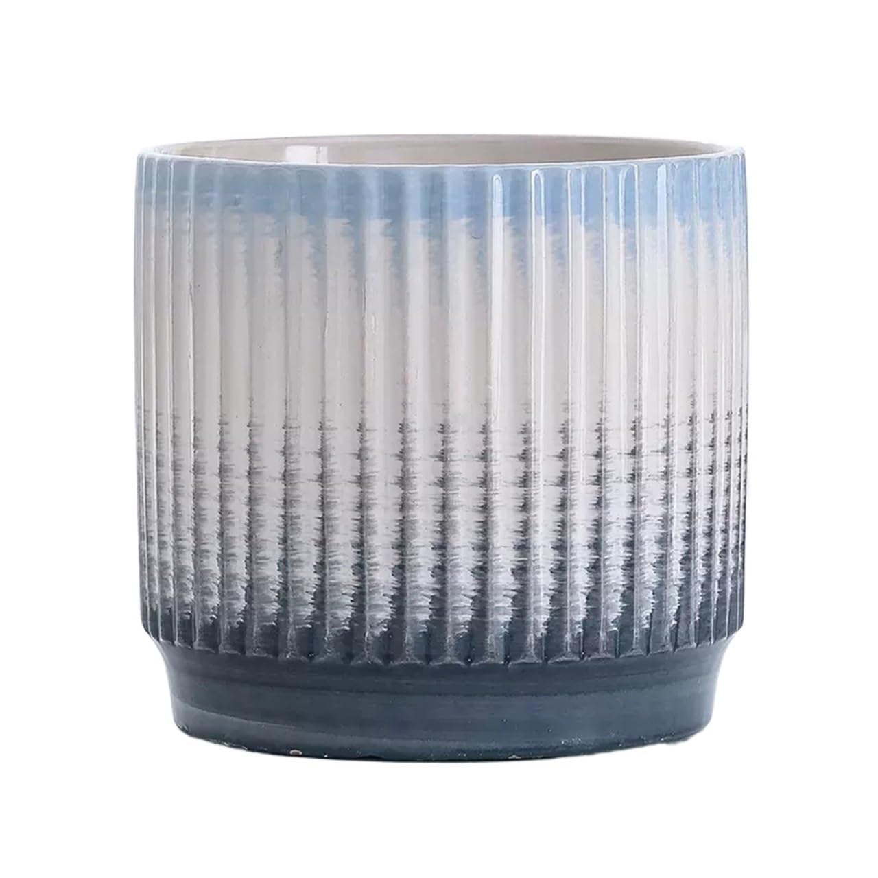 XPSHP25112 indoor plant pot Cylindrical Large Ceramic Plant Pots Simple Lines Gradient Color Flower Living Room Balcony Succulent Plants Green Planters For balcony decoration(Blue,Large)