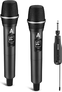 ALPOWL Wireless Microphone, 200 Feet Range, Ultra-Stable Rechargeable Receiver, 40 Hours Autonomy, Low Latency, Plug-and-Play, Suitable for Singing, Meeting, Speech, Karaoke Microphone