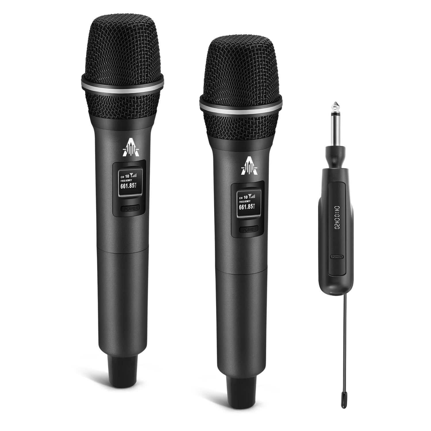 ALPOWL Microfono Wireless, Portata 200 piedi, Ricevitore Ricaricabile Ultra-Stabile, Autonomia di 40 Ore,Bassa latenza,Plug-and-Play, Adatto per Canto, Riunioni, Discorsi, Microfono per Karaoke