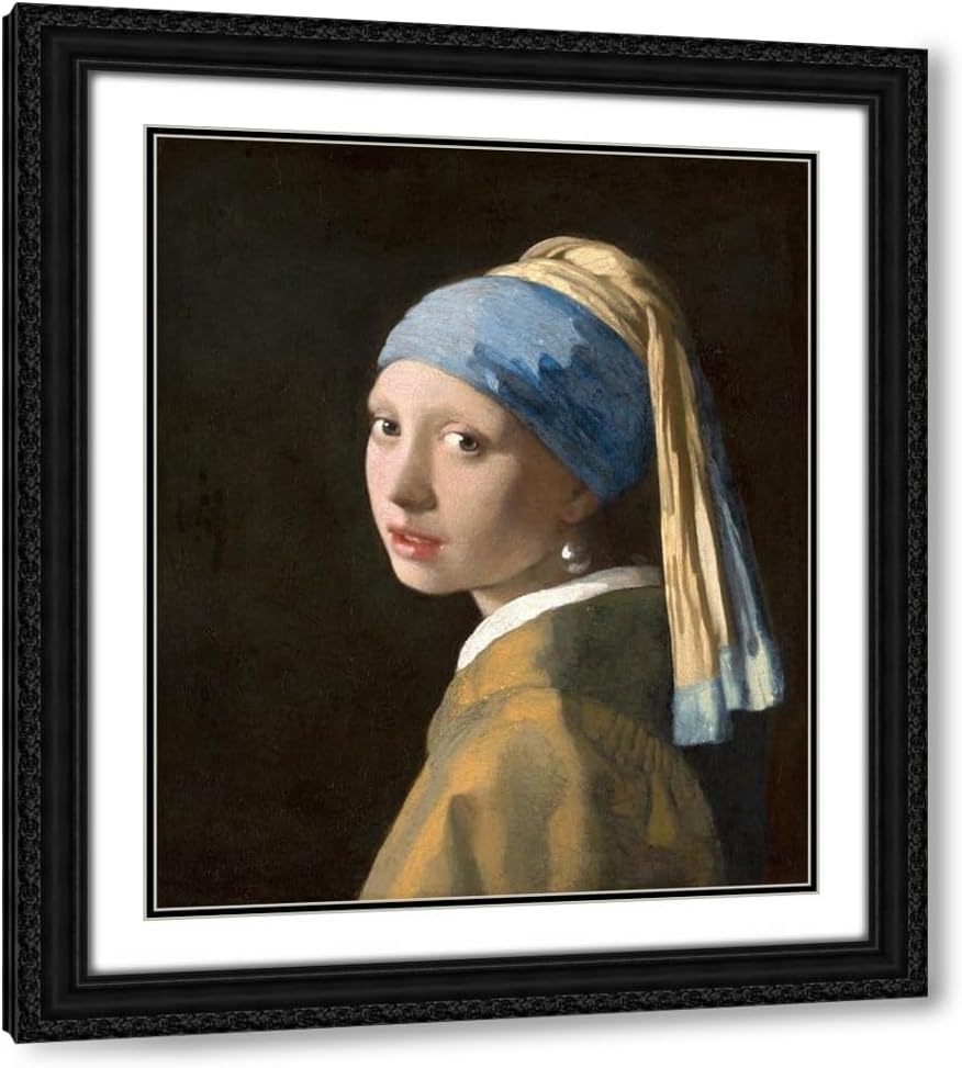 ArtDirect Girl with a Pearl Earring 15x17 Gold Ornate Wood Framed with Double Matting Museum Art Print by Vermeer, Johannes