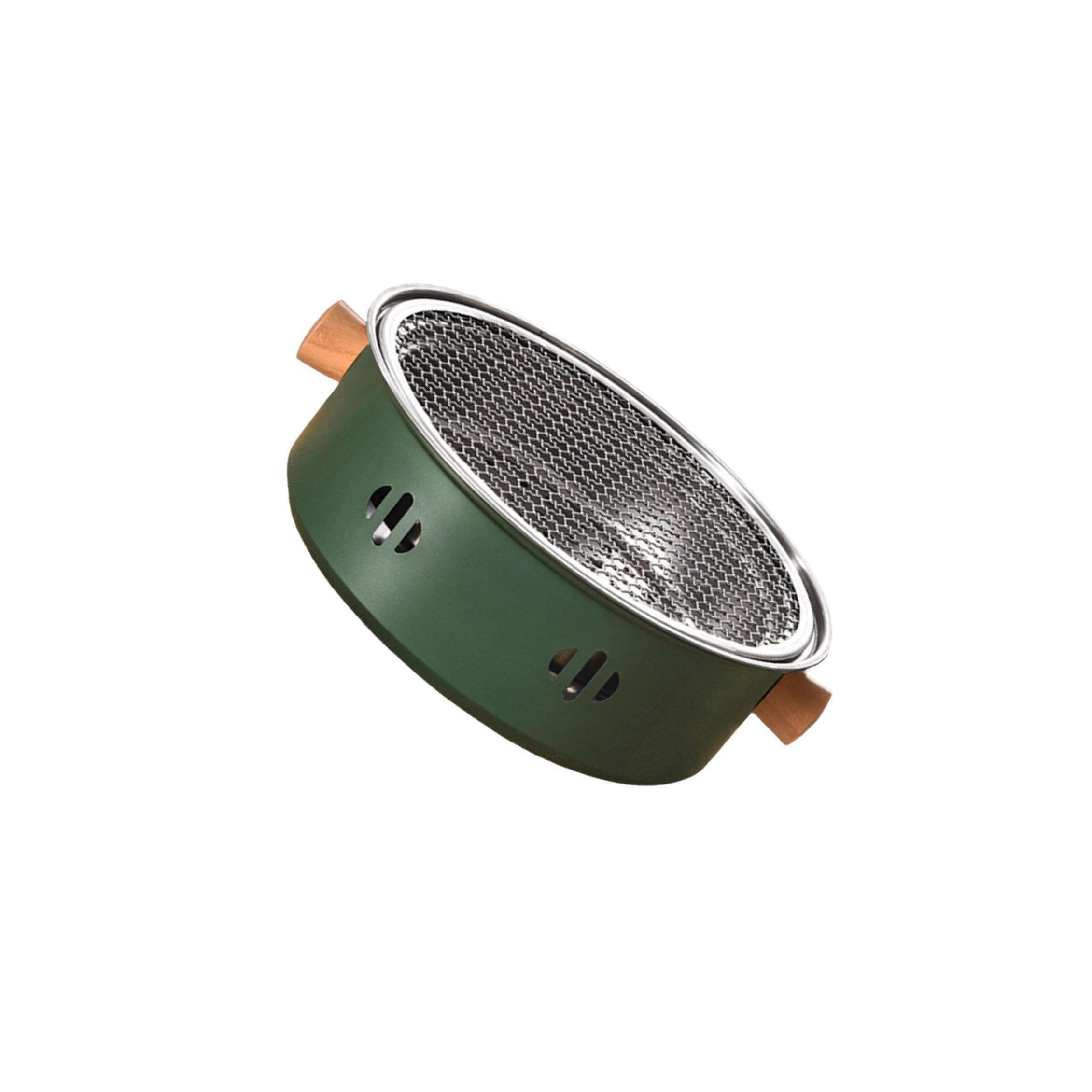 Griglia per barbecue coreana in acciaio inossidabile portatile staccabile per un facile trasporto e teiera da tavolo perfetta per campeggio interno ed esterno.