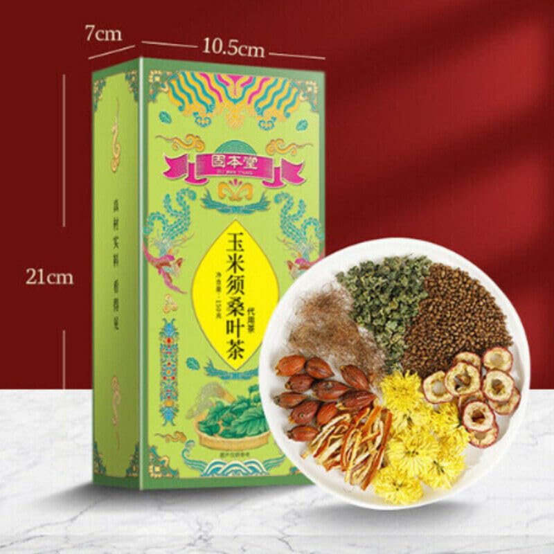 150g Tea De Hierbas De Hojas De Morera Y Seda De Maíz Hecho a Mano Puro En Caja Tea Perfumado Original De China Tee De Flores Orgánico Natural Bebida De Hierbas Verdes Sin Aditivos (2pcs)