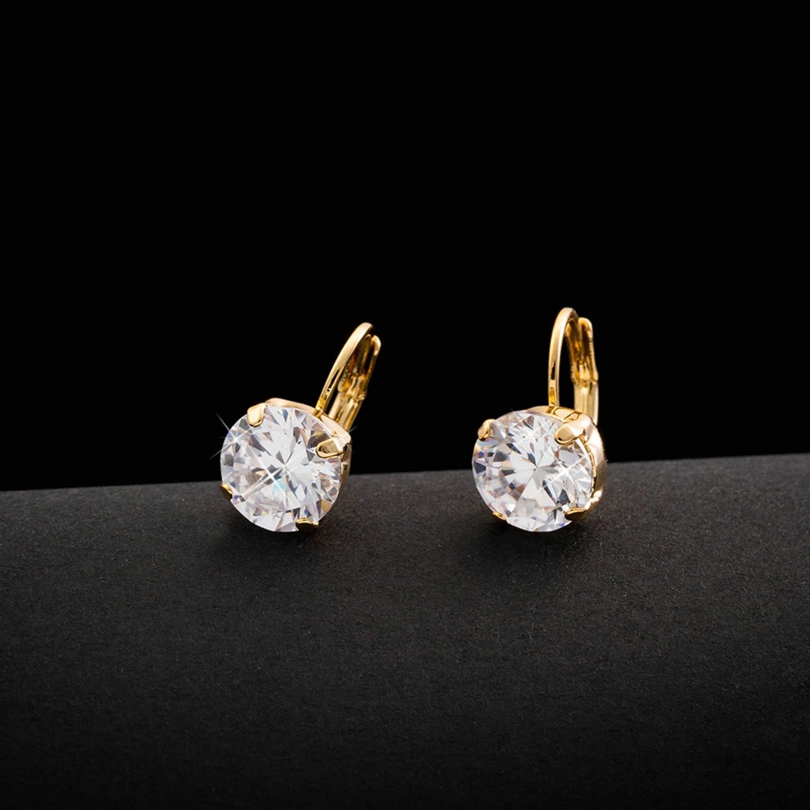 AMDXD Pendientes para mujer de oro amarillo 585 de 14 quilates, clásicos pendientes de aro con moissanita, oro de 14 quilates para mujer, pequeños y auténticos