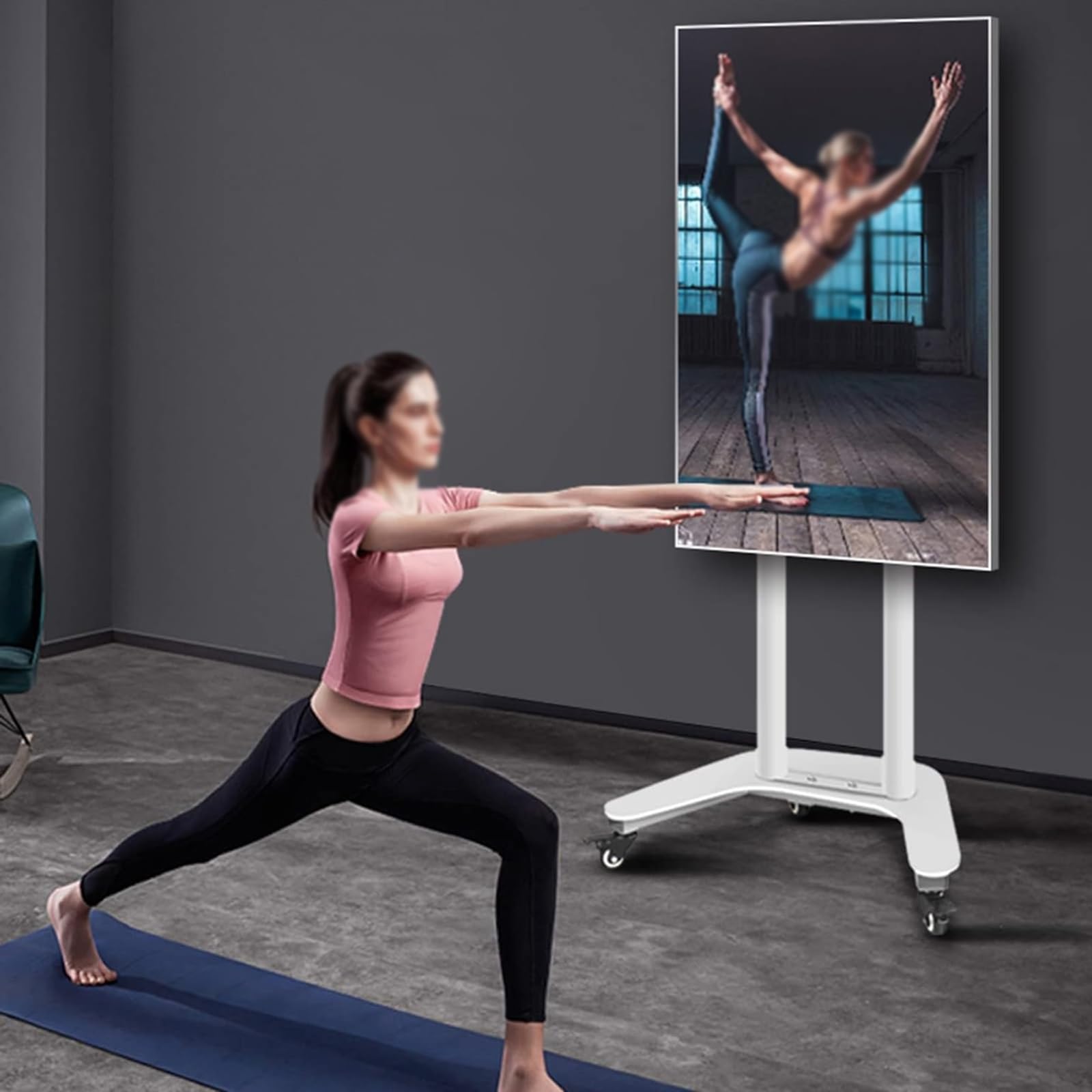 HPTHLY Lcd Tv Floor Stand - Tv Stand With Wheels, Height Adjustable Mobile Tv Cart, For 32-60 Inch Screen Tvs, Horizontal And Vertical Screen Rotation Rolling Tv Stand, Bearing 37.5K