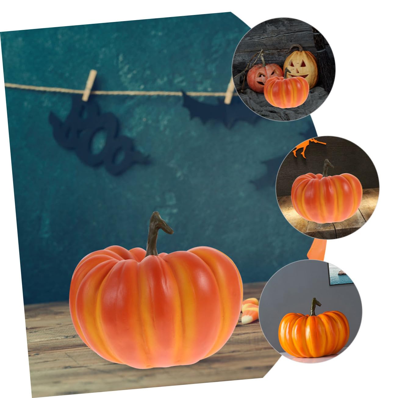 VANZACK Künstlicher Kürbis aus Kunstharz mit Realistischer Form und Handgefertigtem Design Dekorative Herbstdeko für Halloween Atmosphäre im Innen und Außenbereich