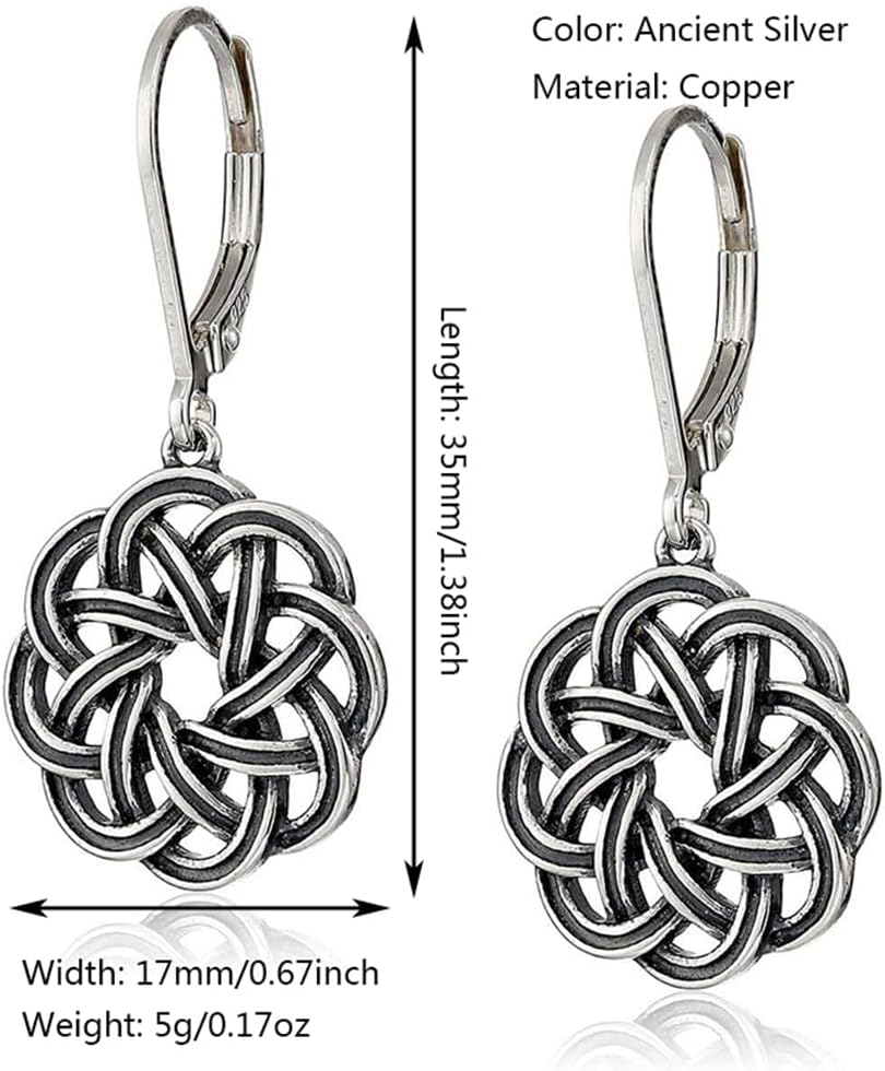925 Sterling Silver Dangle Drop Earrings for Women, 14K Gold Trendy Celtic Knot Leverback Dangle Earrings, Lightweight Hypoallergenic Jewelry - Image 5