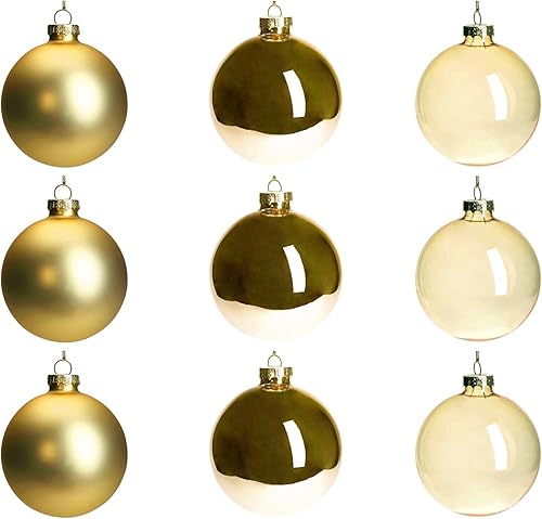 Miniatura 9 de DN DECONATION Adornos de Navidad de Bolas de Vidrio de Mercurio Dorado, Juego de 12 Bolas de Navidad Mate de 3.14” para Decoración del Árbol de Oro