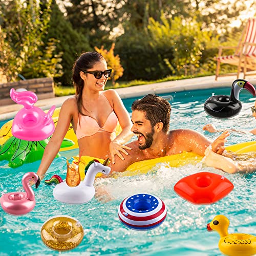 Sonarun 60 Pack Inflatable Drink Holders Inflatable Pool Cup Coasters Inflatable Drinking Cup Holder with Air Pump for Swimming Pool Beach Holiday Party Supplies - image 4