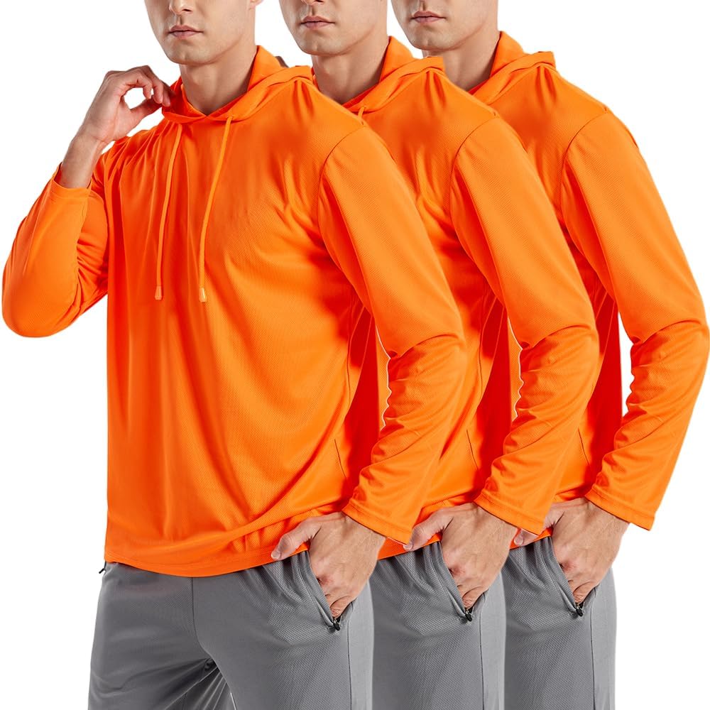 3PC or 6PC Men’s UPF 50+ Sun Protection Lightweight Long Sleeve Hoodie, Quick-Dry SPF UV Shirt for Outdoor Active Wear