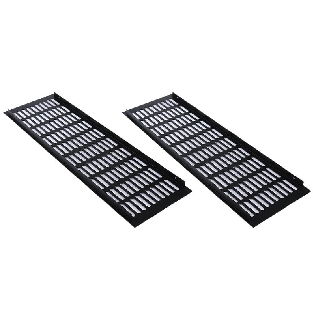 TopHomer 2 cubiertas de rejilla de ventilación, 150 mm x 600 mm, aleación de aluminio negro, rejilla de ventilación transpirable para armario de cocina