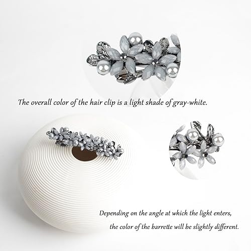 Miniatura 2 de Pasadores para mujer, con apariencia de floración, diamantes de imitación incrustados y perlas de imitación como decoración, pinza de pelo elegante