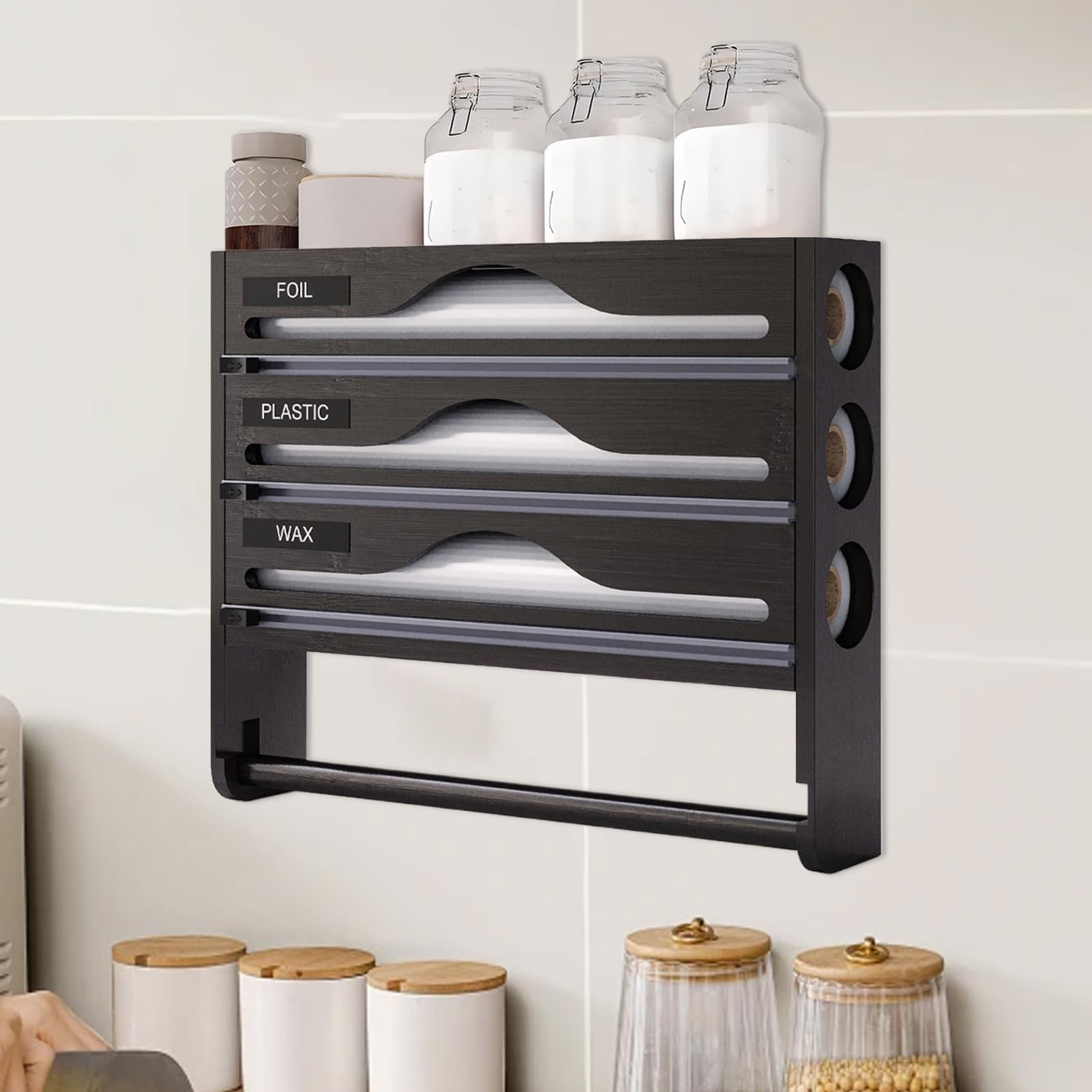 Dispensador De Film para Cocina con Cortador Contenedor Reutilizable