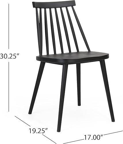 Miniatura 3 de Christopher Knight Home Phoebe Hume - Silla de comedor con respaldo de eje (2 unidades), color negro, 19.25 pulgadas de profundidad x 17.00 pulgadas