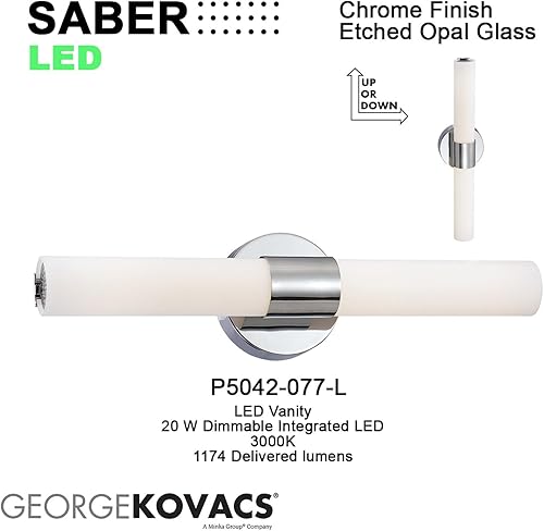 Miniatura 9 de George Kovacs P5042-66A-L, sable, accesorio de baño LED, acabado de carbón