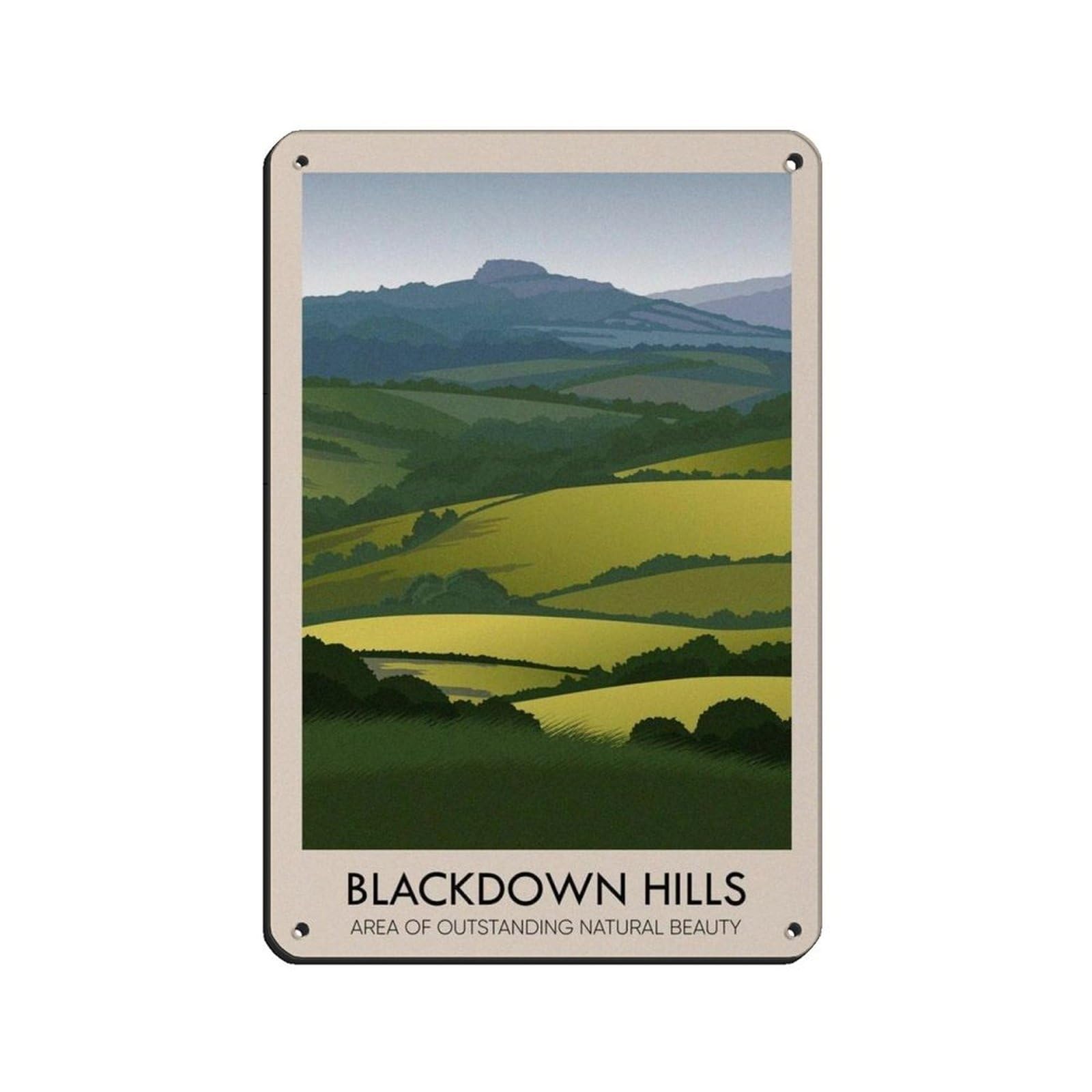Lxwnze 20L X 30W Cm Blackdown Hills Aonb Poster Tin Sign Vintage Metal Pub Club Cafe Bar Home Wall Art Decoration Poster Retro 8X12inch(20X30cm)