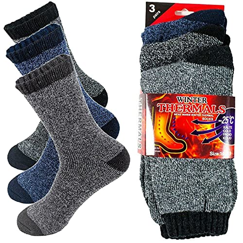 Goyoma Lot 3-12 Pairs mens Winter Thermal Heated Heavy Duty Warm Crew Socks Sox 10-13