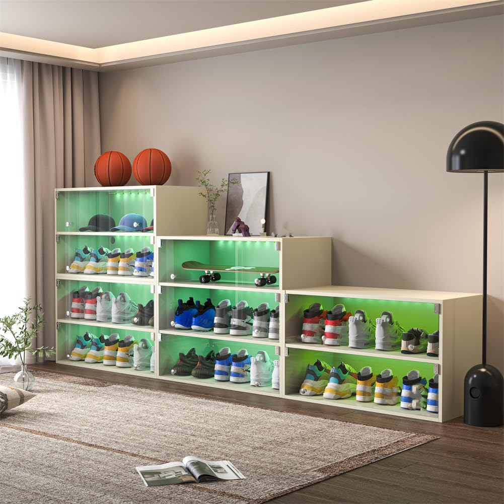 Amazon.com: Shoe Box With LED Light, 3 Tiers Shoe Storage Box With