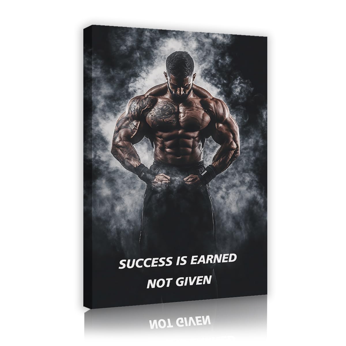 Via Vela Vertical Motivational Framed Canvas Prints, Muscle Bodybuilding Painting, Modern Studio Decor, Home Workout Room Wall Art Pictures 40x60cm