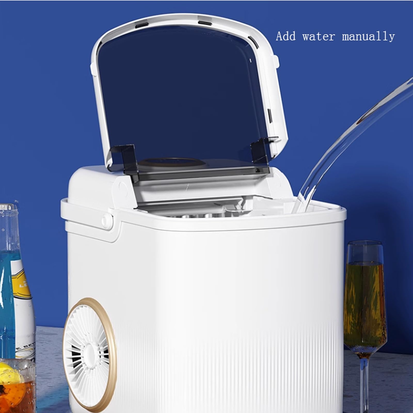 Máquina para fabricar hielo sobre encimera Máquina for hacer hielo en encimera, máquina for hacer hielo con asa, máquina for hacer hielo autolimpiante, 22 libras/24 horas, 9 cubitos de hielo listos en